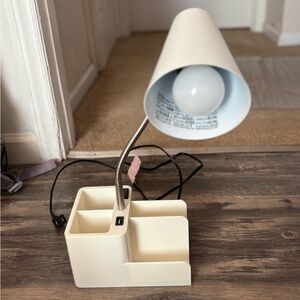 Cream Desk Lamp with Organizer